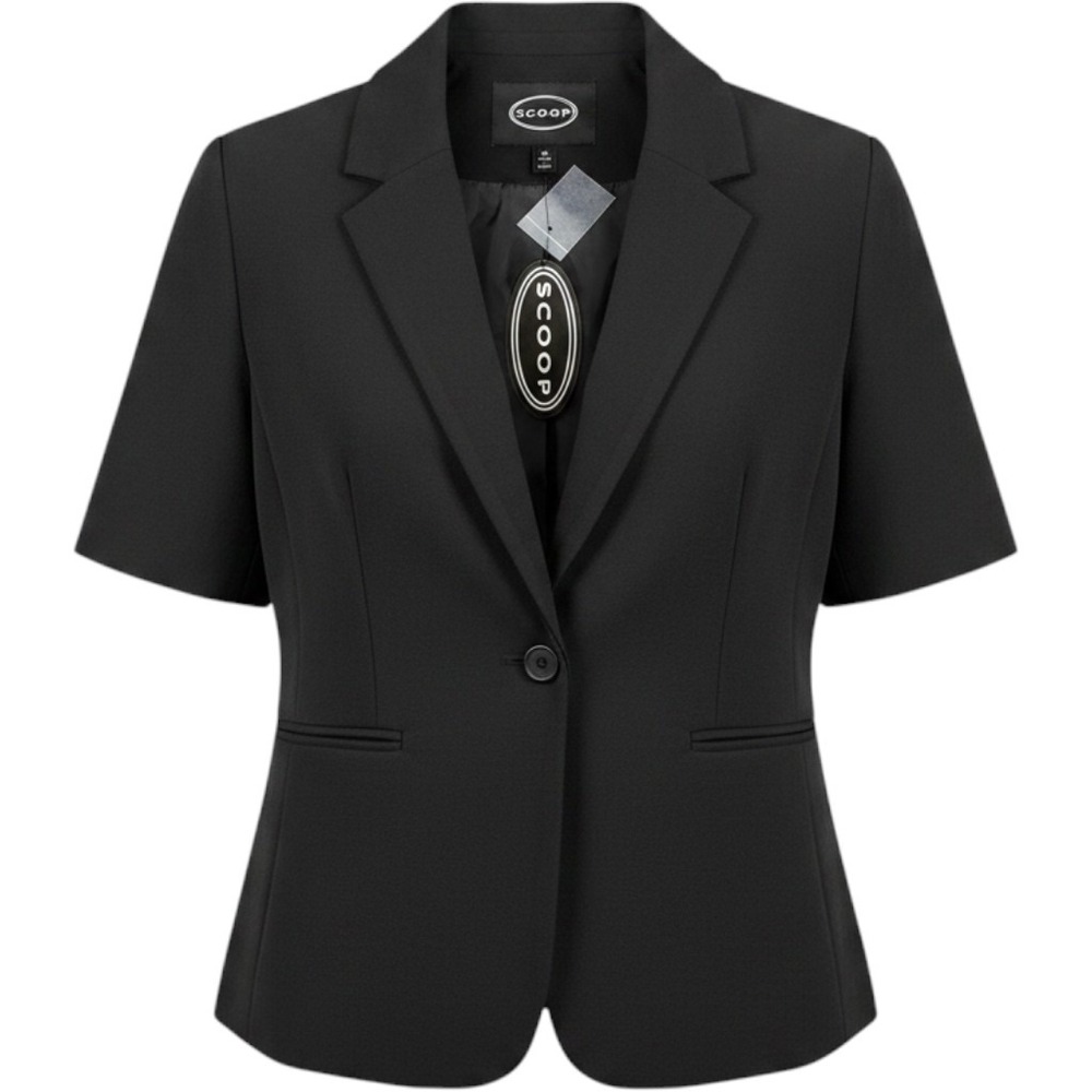 Scoop Women Black Soot Short Sleeve Boxy Blazer Jacket XXL‎ 20 NWT WMTWOW55040